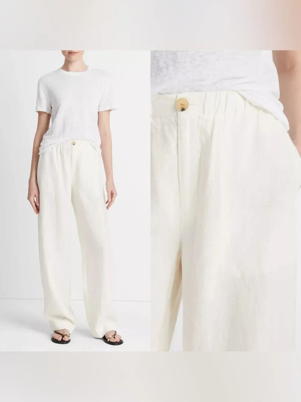 NEW VINCE Hemp Low-Rise Utility Pant in “Off White”